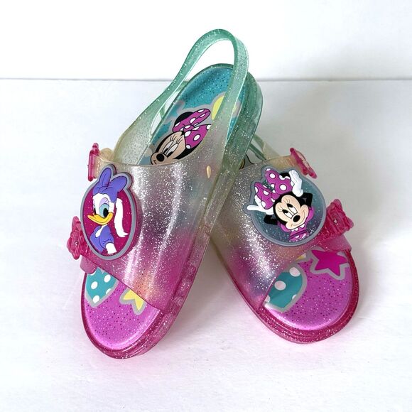 Disney Minnie Mouse Daisy Duck Little Girls Jelly Sandals Sz 12 EUC - Picture 1 of 9